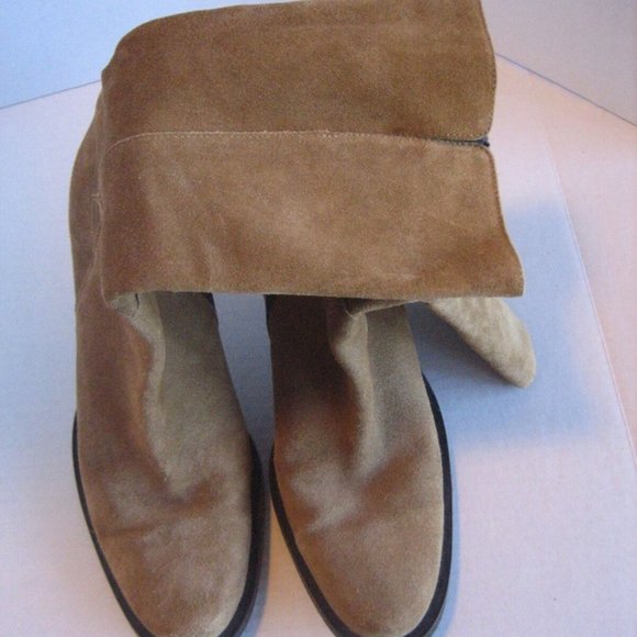 Banana Republic Women's Tan Suede Mid Calif inside Zipper Boots Size 8 - Picture 4 of 15
